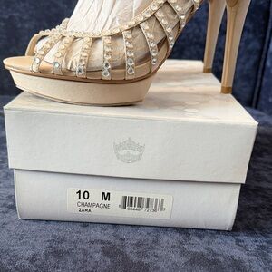Zara Beige Heels with Sparkling Embellishments